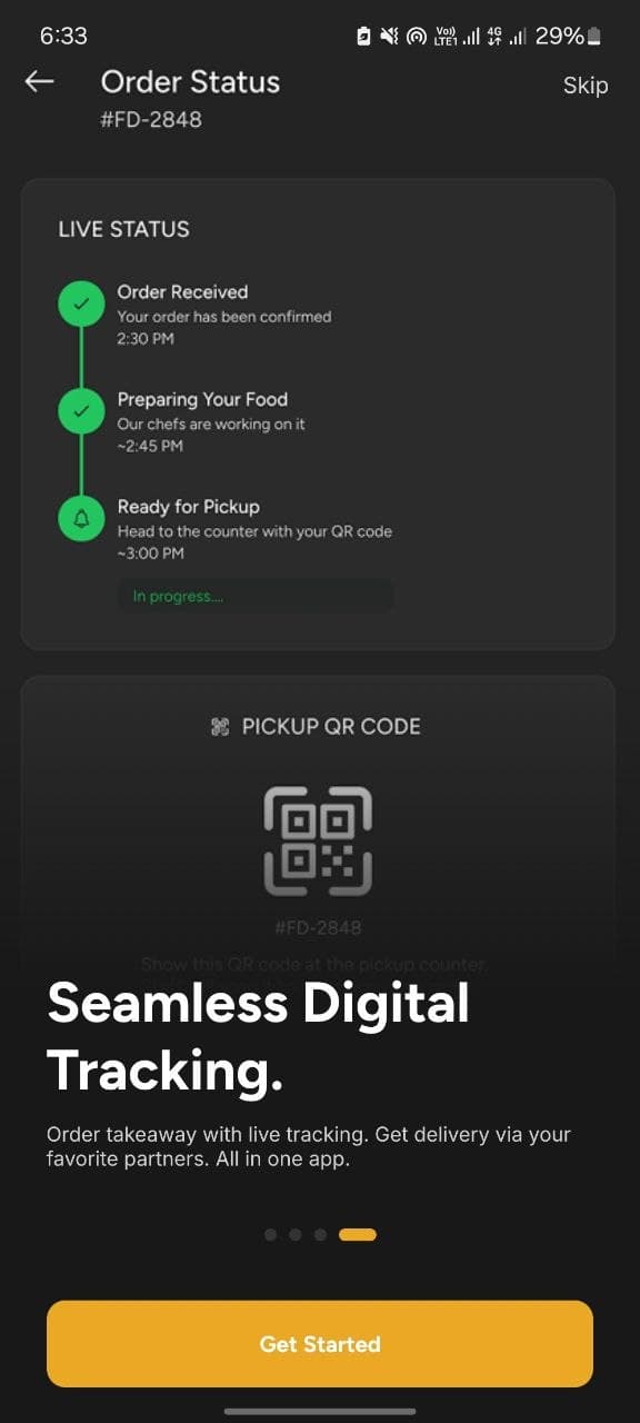 Foodies cart screen